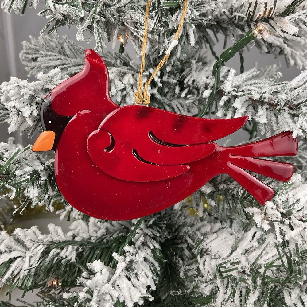 Christmas Ornament-Red Cardinal Orange Beak Looking To The Left -Burton+burton